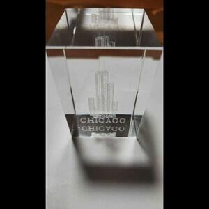 Laser Etched Crystal Paperweight Chicago Skyscraper